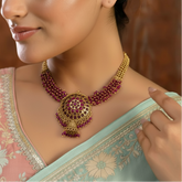 Antique Gold Plated Kemp Stone Beaded Necklace Set