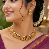 Antique Kemp Stone Elakkathali Necklace Set-White
