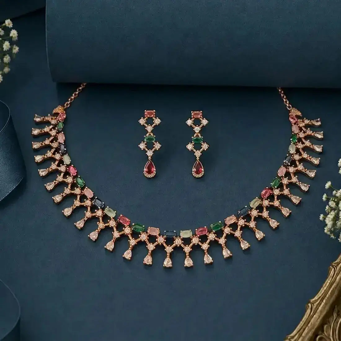 Antique Multi-Colour Stone Victorian Necklace Set