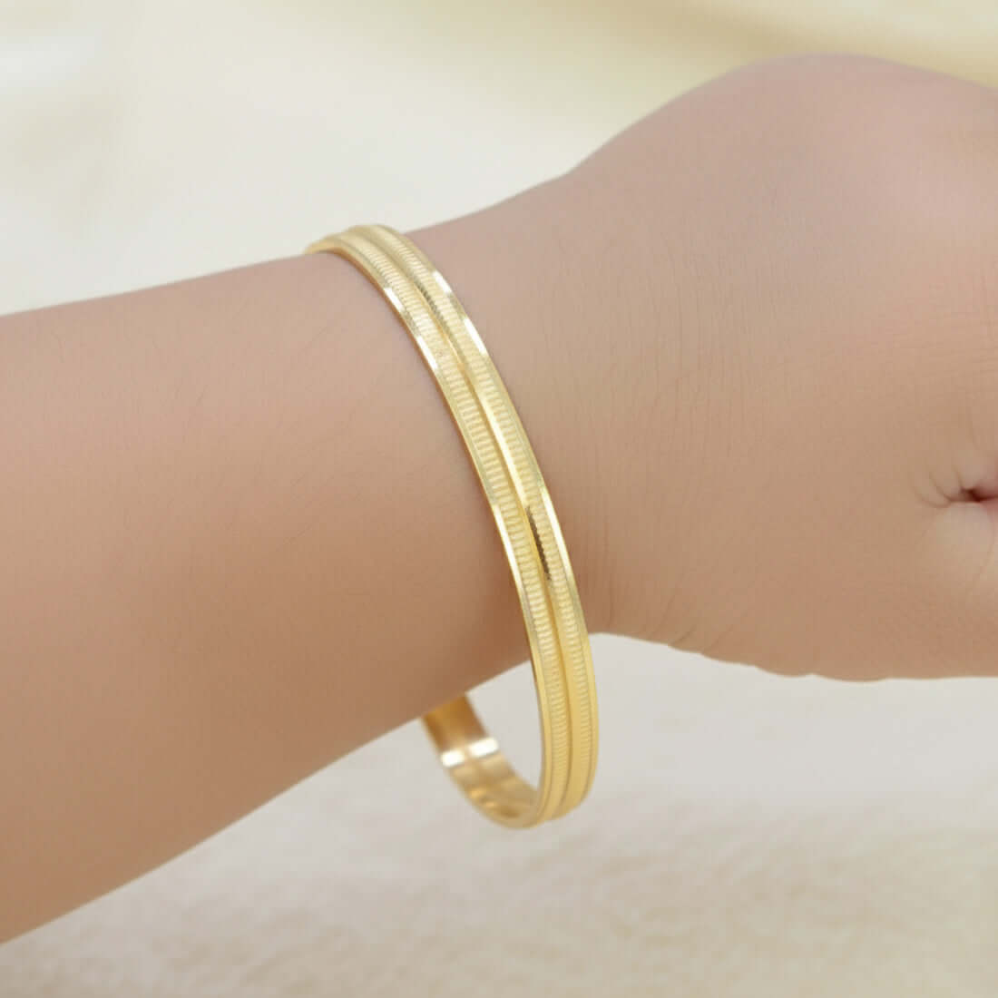 Gold Plated Baby Double - Line Rail Bangles - K Supreme