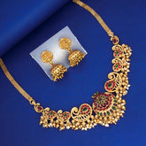Big Paisley Antique Gold Plated Choker and Lakshmi Jhumkas