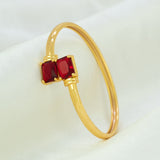 Gold Plated Big Red Stone Cuff Bangle
