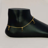 Gold Plated Black Teardrop Crystal Hanging Anklets