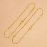Gold Plated Box Chain Cylinder Design Anklets