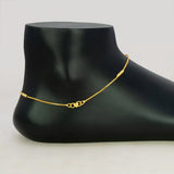 Gold Plated Box Chain Cylinder Design Anklets