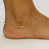 Gold Plated Box Chain Cylinder Design Anklets