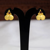Gold Plated Lakshmi Kasu Red Stone Stud Earrings