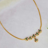 Gold-Plated Multicoloured Stone Floral Short Necklace featuring vibrant stones in intricate floral design.