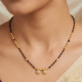 Gold Plated CZ Stone Disc Pendant Mangalsutra Necklace