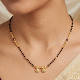 Gold Plated CZ Stone Disc Pendant Mangalsutra