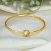 Charming Gold-Plated White CZ Stone Ball Bangle
