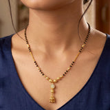 Gold Plated CZ Stone Ball Pendant Mangalsutra Necklace