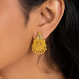 Gold Plated Bead Hanging Mesh CZ Stone Studs