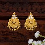 Gold Plated Bead Hanging Mesh CZ Stone Studs showcasing intricate design and sparkling cubic zirconia stones.