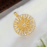 Gold Plated Dandelion Design CZ Pendant