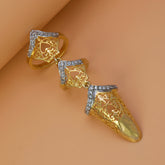 Stylish Gold Plated CZ Stone Nail Ring Set