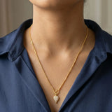 Gold Plated CZ Stone Studded Teardrop Pendant
