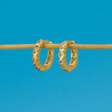 Gold Plated Stone Hoop Earrings for Women with brilliant cubic zirconia stones in a sleek gold finish.