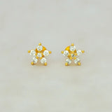 CZ Stone Small Floral Stud Earrings