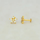 CZ Stone Small Floral Stud Earrings