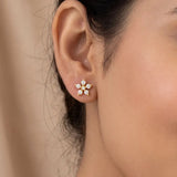 CZ Stone Small Floral Stud Earrings