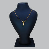 Gold Plated CZ Stone Studded Teardrop Pendant displayed on a black jewelry stand.