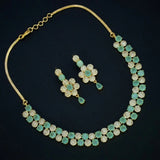 Grand Gold Plated CZ Pastel Green Necklace Set