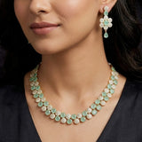 Grand Gold Plated CZ Pastel Green Necklace Set