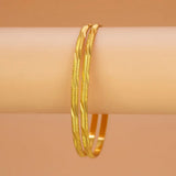 Casual Gold Plated MC Mayoori Bangles showcasing a slim design with textured grooves and smooth finishes.