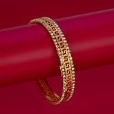 Classic Greek Key Gold Plated American Diamond Bangle