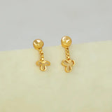 Gold Plated Clover Design Drop Earrings for Kids