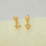 Gold Plated Clover Design Drop Earrings for Kids