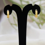 Gold Plated Ornate Textured Hoop Earrings for Women & Girls
