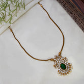 Victorian Antique Gold Peacock Stone Pendant Necklace