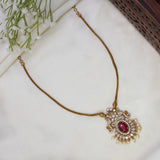 Victorian Antique Gold Peacock Stone Pendant Necklace