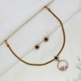 Victorian Gold-Plated Stone Necklace & Earring Set