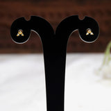 Gold-Plated Triple CZ Stone Second Stud Earrings