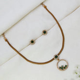 Victorian Gold-Plated Stone Necklace & Earring Set