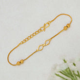 Gold Plated Geometric Loop Beaded Ladies Bracelet