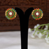 Gold-Plated Multicolour Stone Stud Earrings