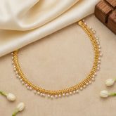 Gold Plated Beads Hanging Choker Necklace
