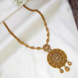 Antique Gold Big Floral Heart Pendant Long Necklace