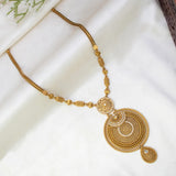 Antique Gold Filigree Round Pendant Necklace