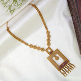 Antique Gold Filigree Rectangle Tassel Pendant Necklace