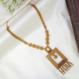 Antique Gold Filigree Rectangle Tassel Pendant Necklace