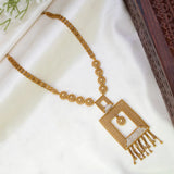 Antique Gold Filigree Rectangle Tassel Pendant Necklace