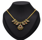 Traditional Mango Necklace- 3 Stone- Red