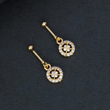 Delicate Floral CZ Gold Plated Bugadi Earrings