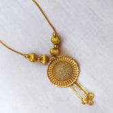 Beautiful Gold Plated Chain With Big Round Floral Pendant for women, featuring gold mesh and elegant design.