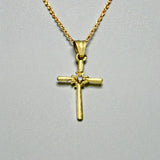 Designer Gold Plated Christian Cross Pendant With White Stone